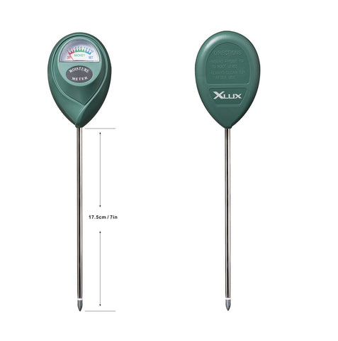 XLUX probe in soil reading moisture instantly for quick decisions.