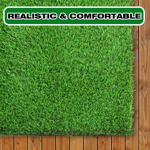 XLX TURF 2x6ft runner rug side angle, demonstrates natural color for patios.