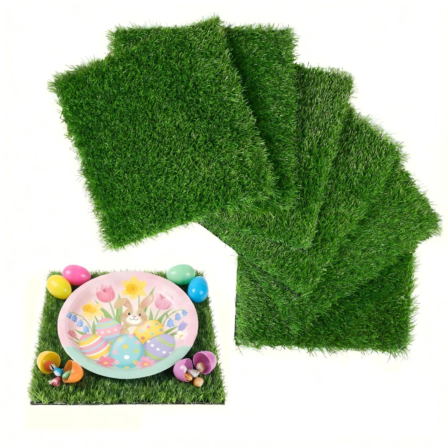 XLX TURF artificial grass mats 12x12 Easter centerpiece for durable, reusable decor.