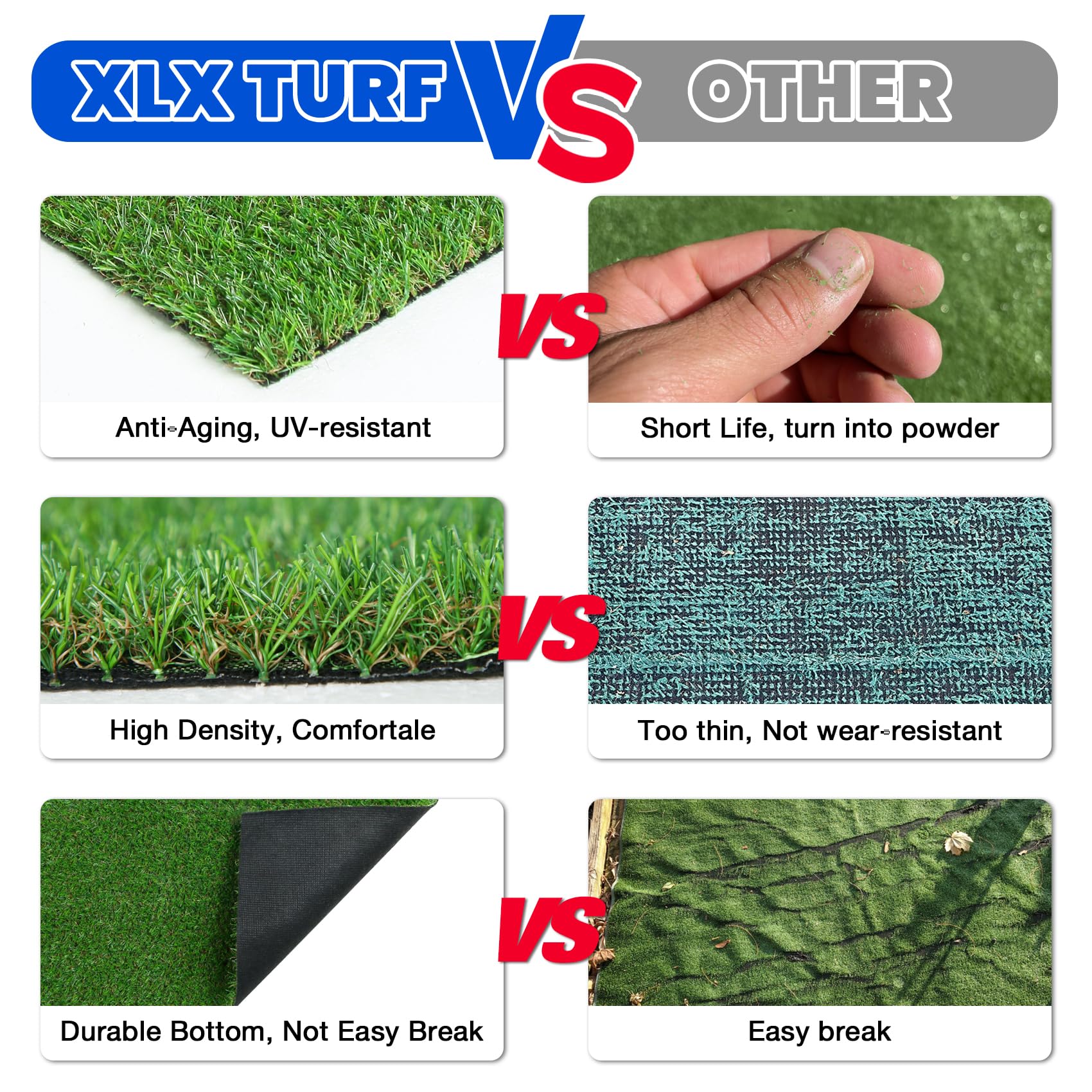 XLX TURF easy-maintenance grass great for quick cleaning.