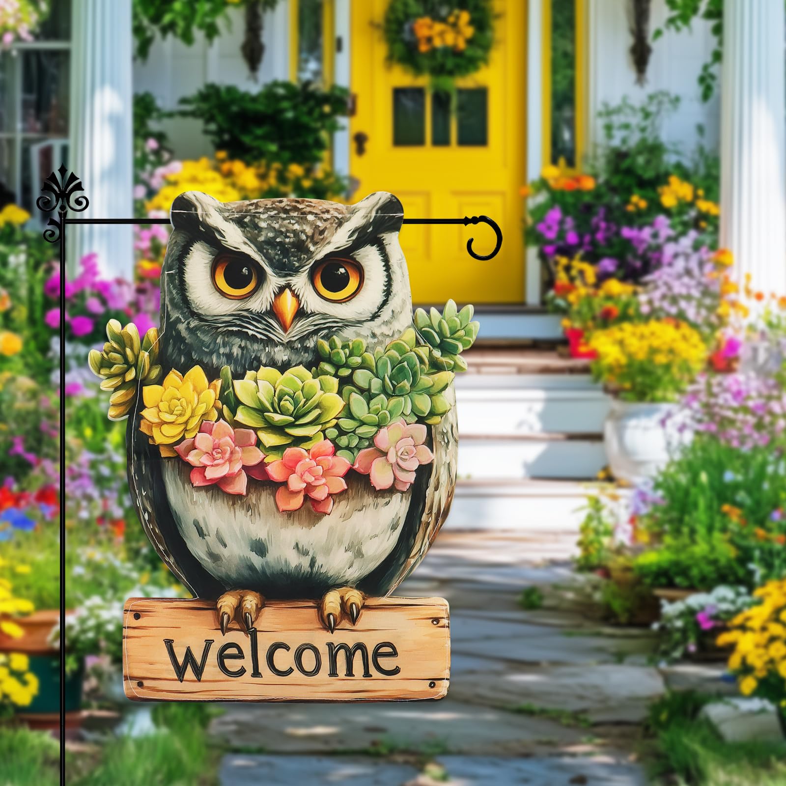 Xmoyaas double-sided owl flag shows vibrant graphics from both sides.