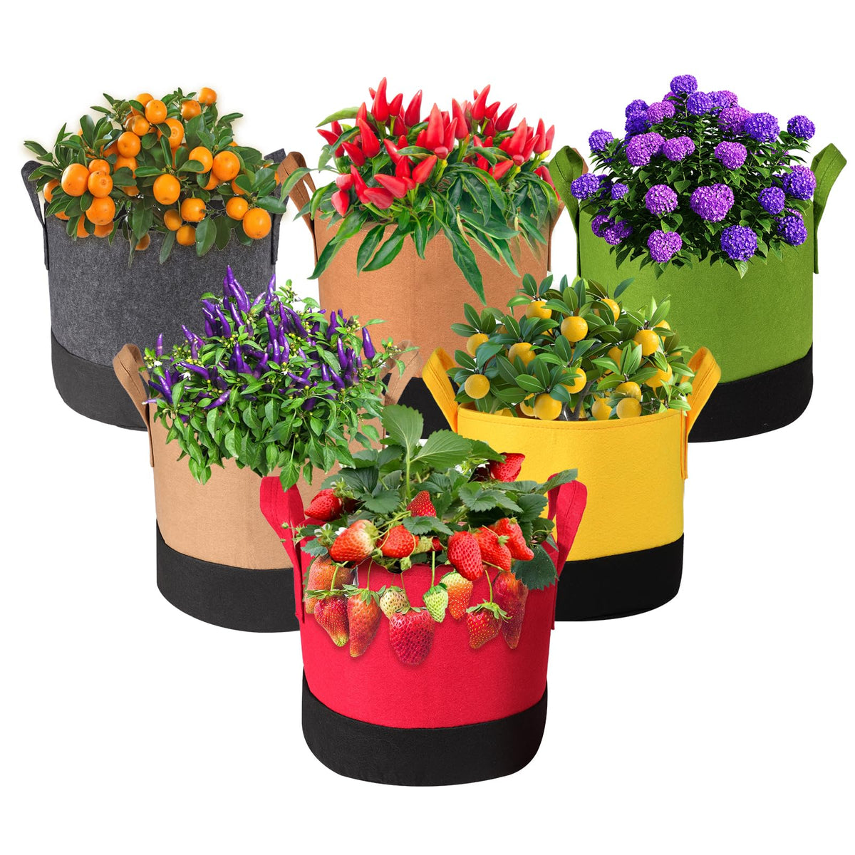 Xmpmrb Grow Bags 5gal red with handles for portable balcony planting