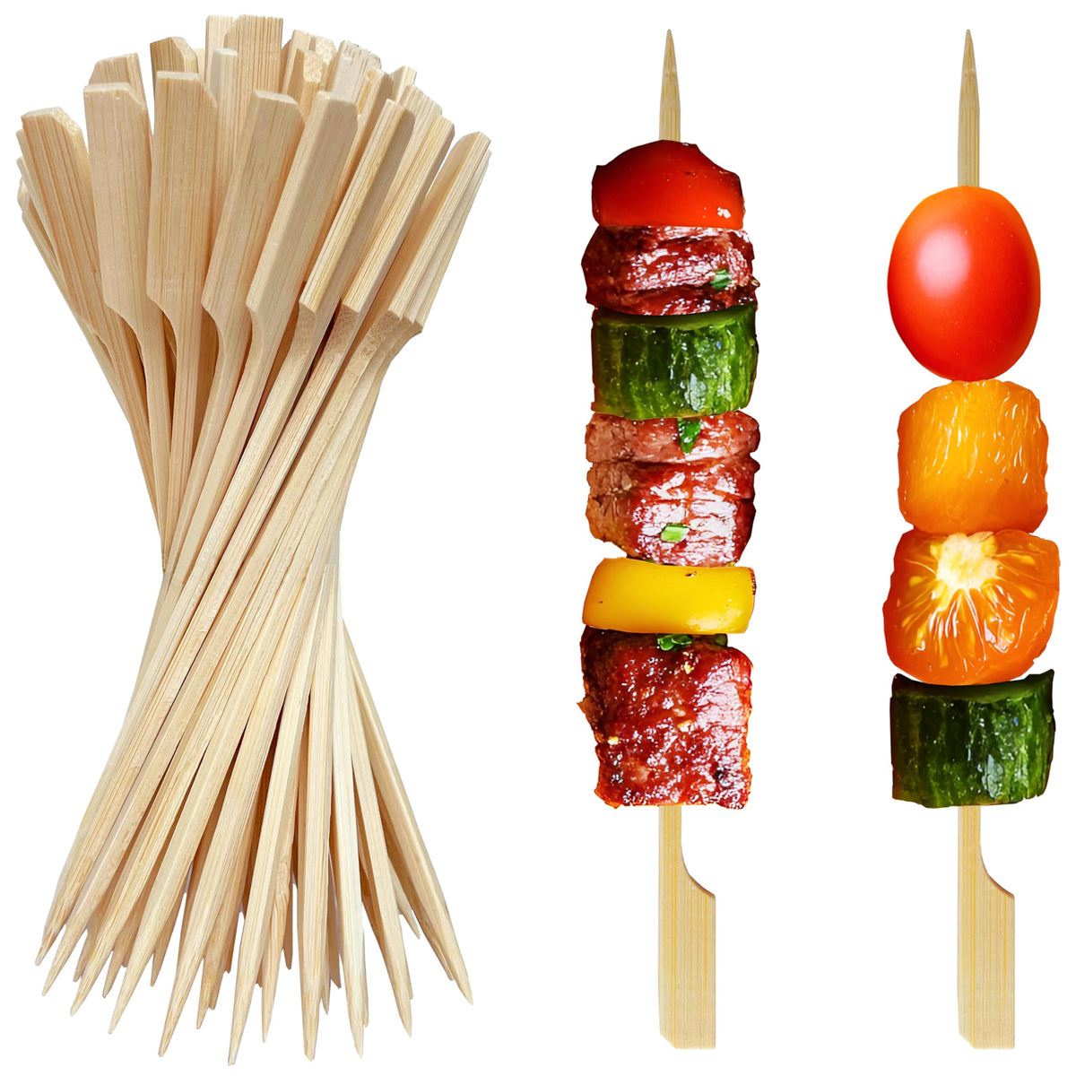 XMZY 6-inch bamboo skewers pack for versatile grilling and serving