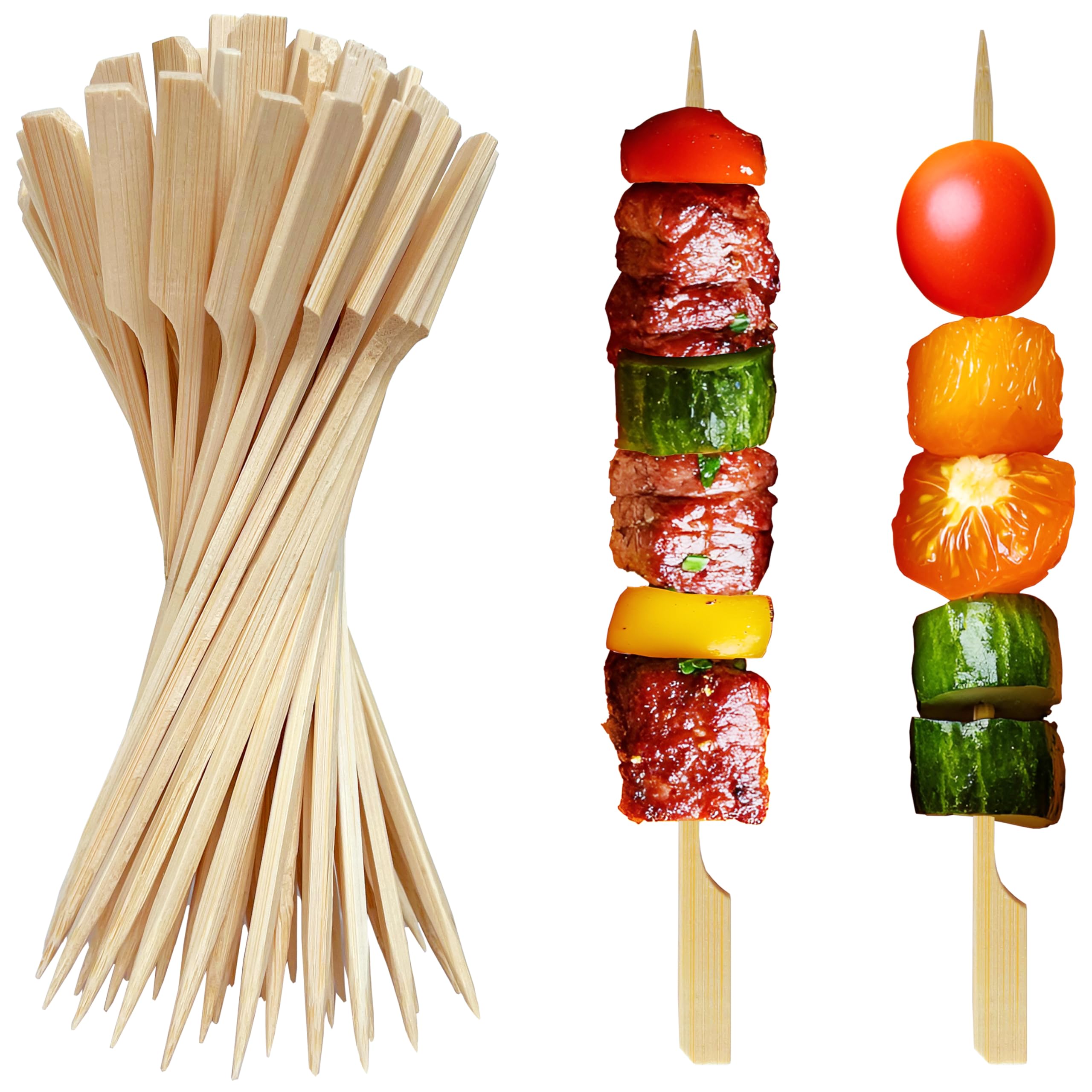 XMZY 8 Inch Bamboo Skewers pack shows 200 pieces for large gatherings.
