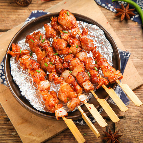 XMZY kabob skewers arranged for a family party setting.