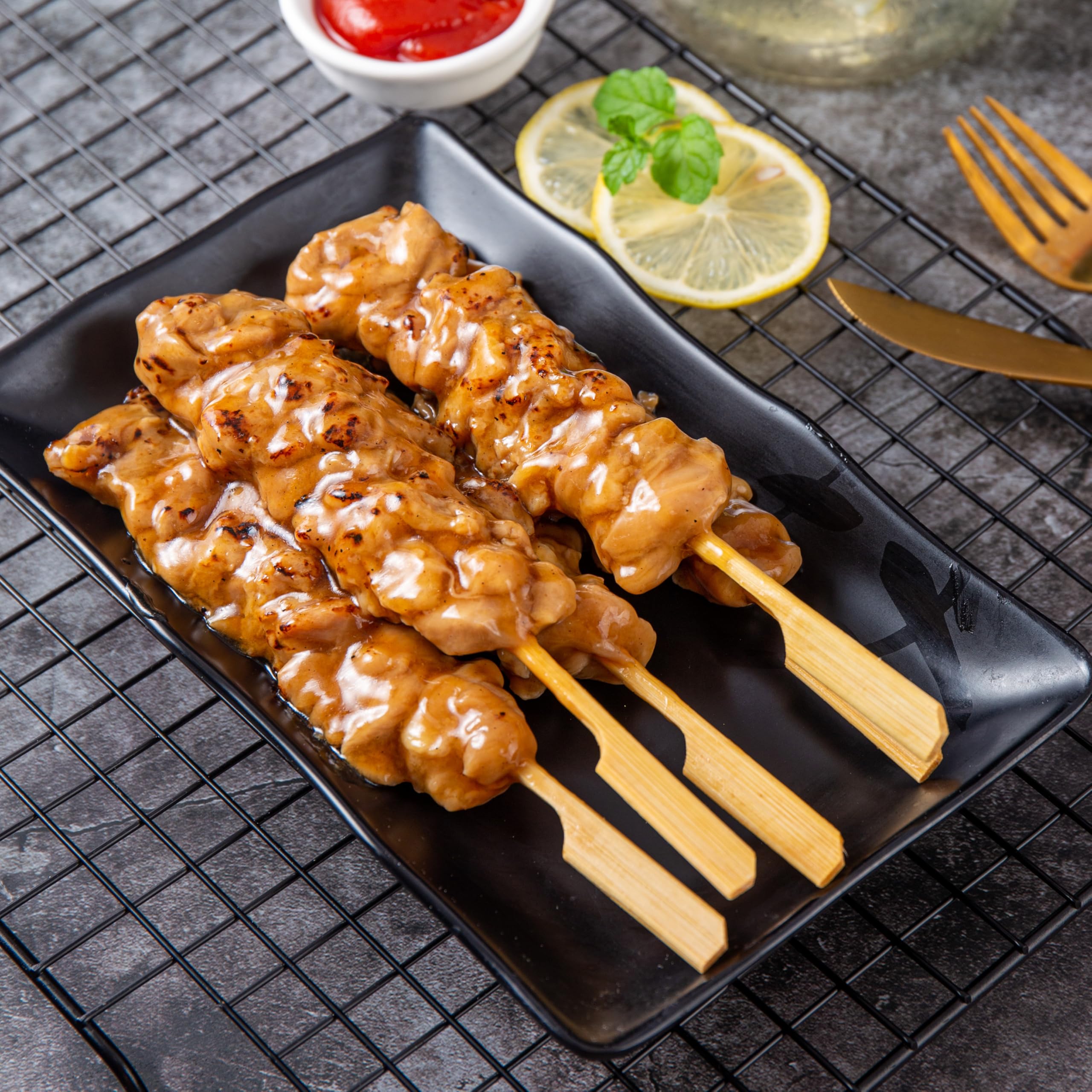 XMZY skewers with safe rounded tips, easy to pierce yet safer to handle.