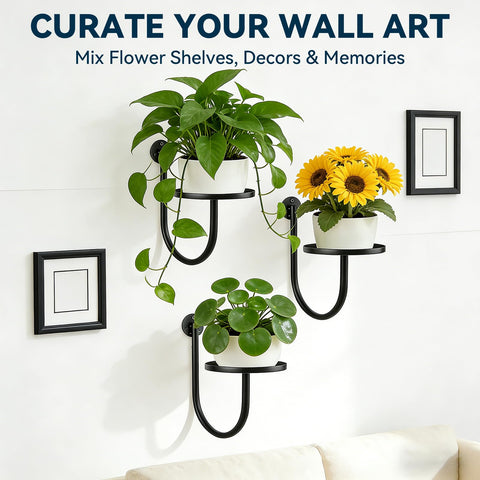 XNGZY wall planters 3-pack bedroom setup shows tranquil plant display