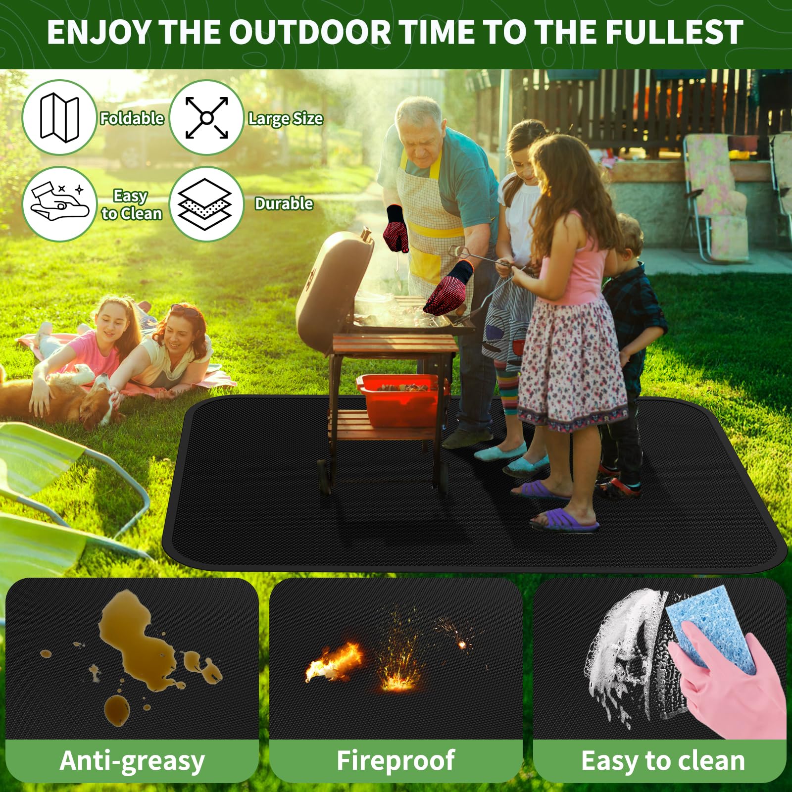 XOHUYD deck-protection-mat enables quick cleanup and convenient storage.