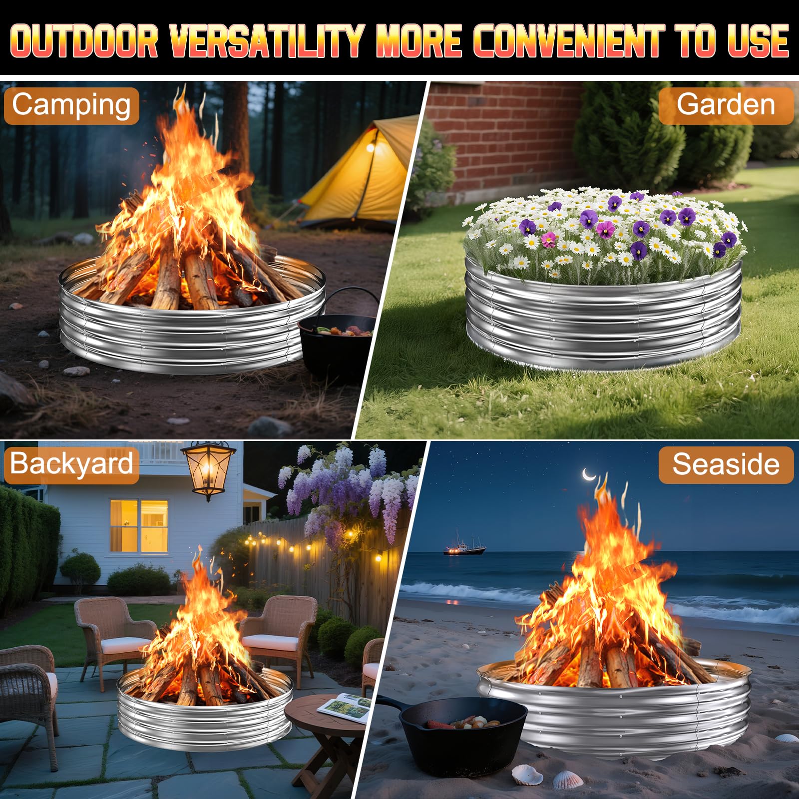XOHUYD ring over patio, durable heat resistance for large wood fires.