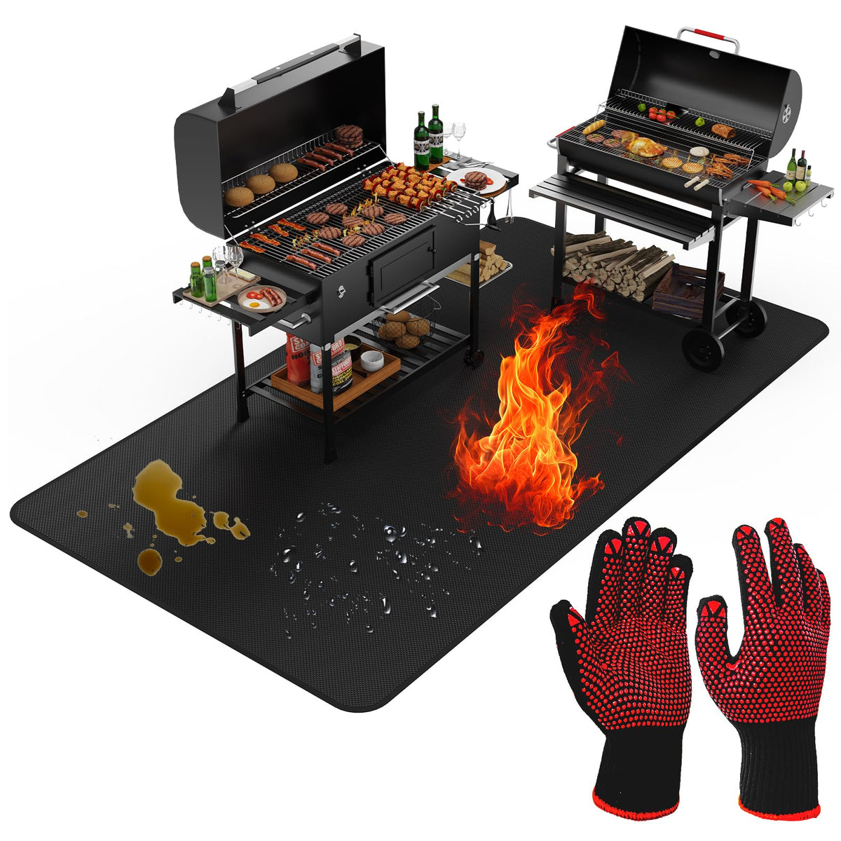 XOHUYD under-grill-mat-60x40 protects your deck from grease and heat.