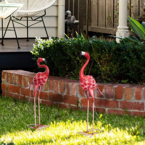 XONOR flamingo patio decor sculpture pink withstands weather for year-round charm
