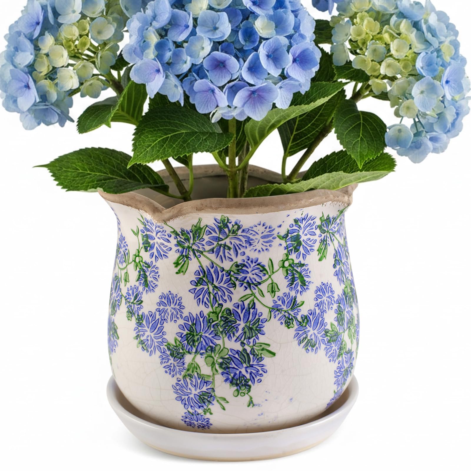Xoogifae ceramic planter with ice crackle glaze adds vintage charm to interiors
