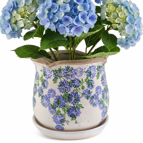 Xoogifae ceramic planter with ice crackle glaze adds vintage charm to interiors