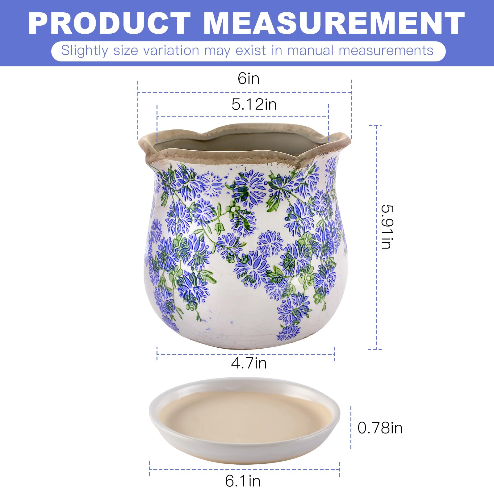 Xoogifae ceramic pot with mesh pad and protective base for stability
