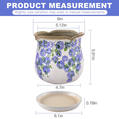 Xoogifae ceramic pot with mesh pad and protective base for stability