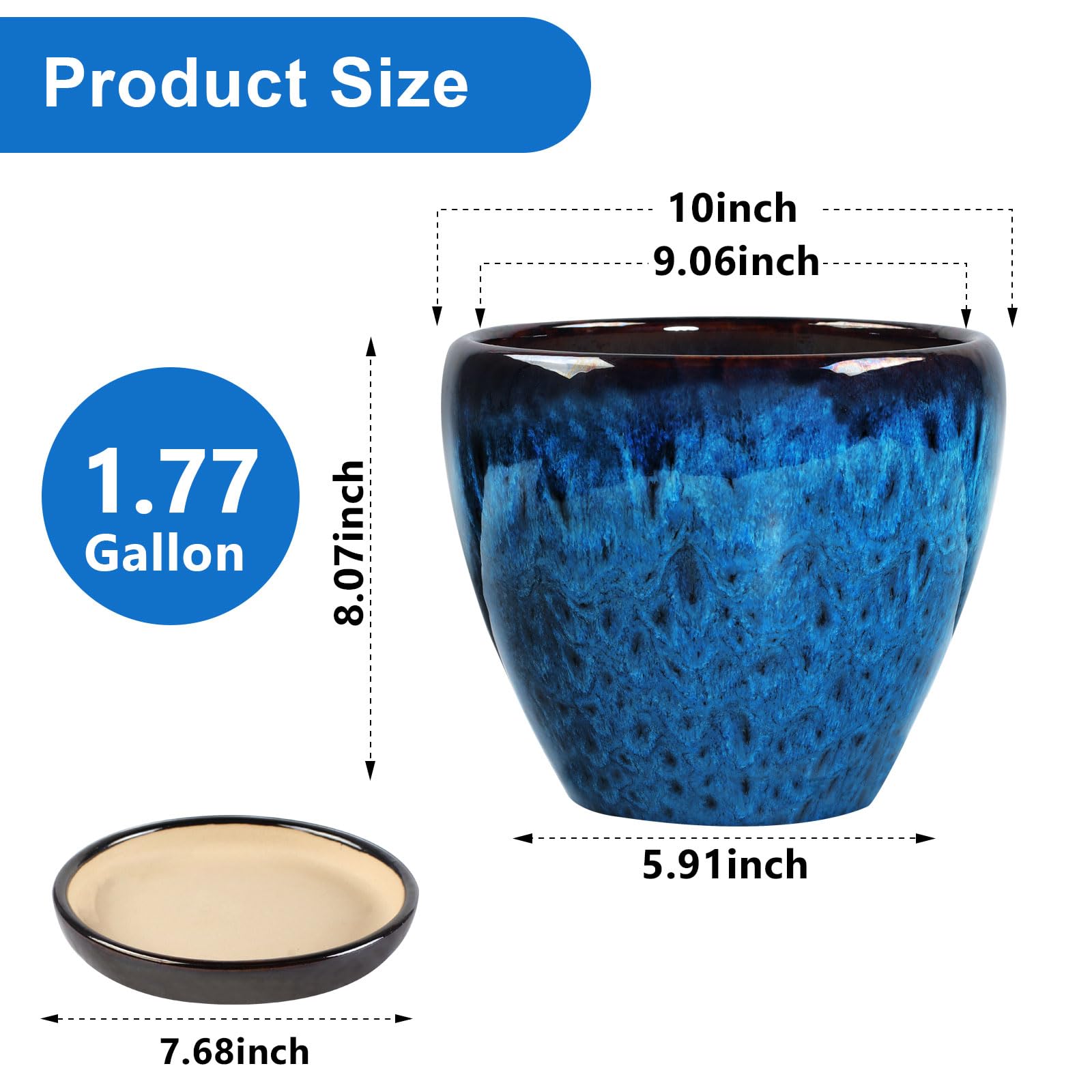 Xoogifae 10-inch pot with saucer keeps surfaces clean and dry.
