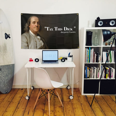 XOVVER Benjamin Franklin flag brass grommet corner supports sturdy hanging.