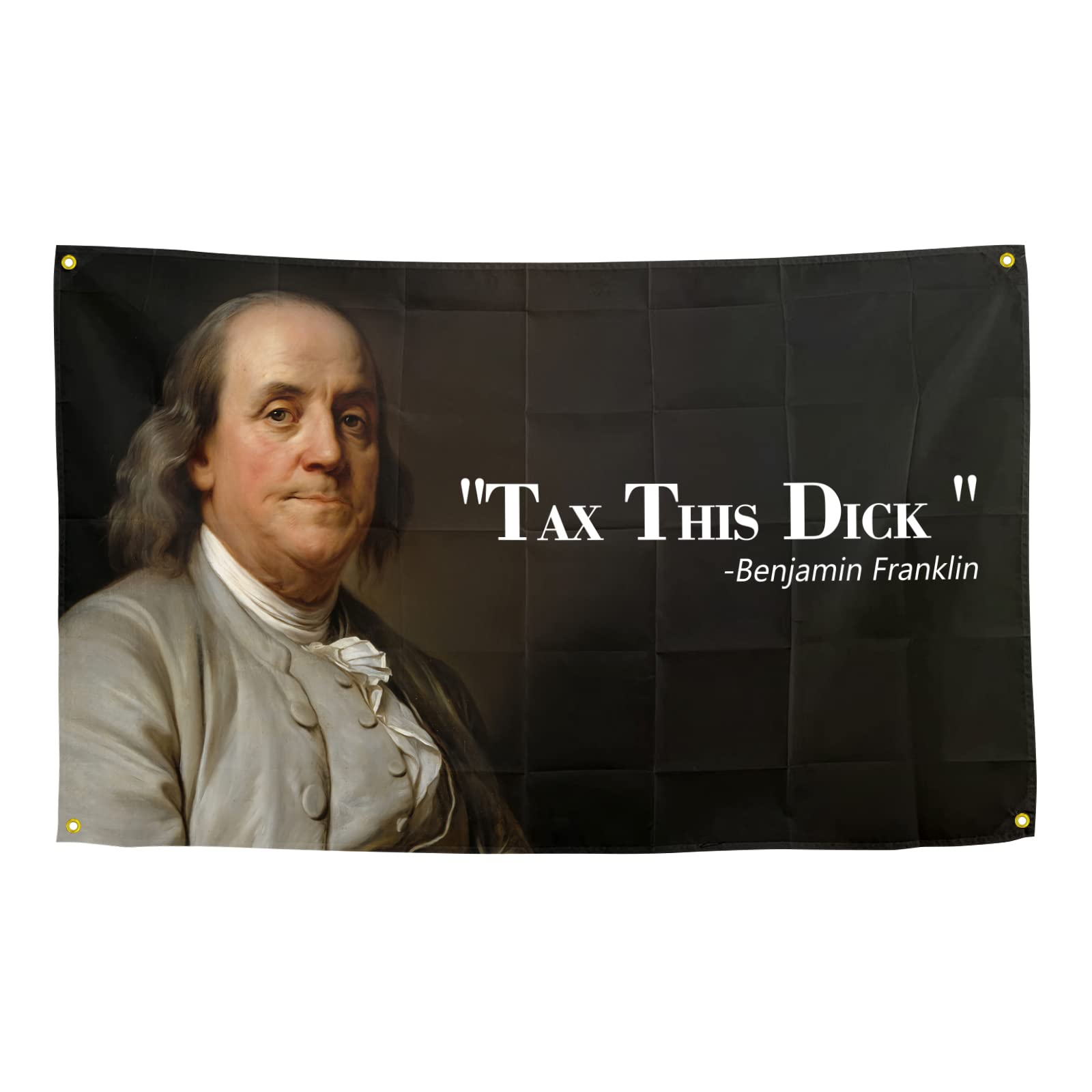 XOVVER Benjamin Franklin flag front view highlights bold dorm decor and playful humor.