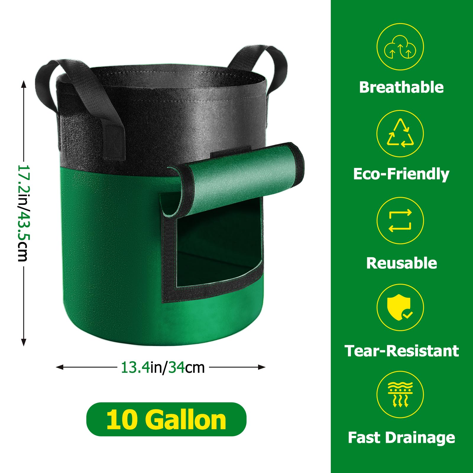 Xpatee 10-gallon grow bags with breathable nonwoven fabric for healthy root development.