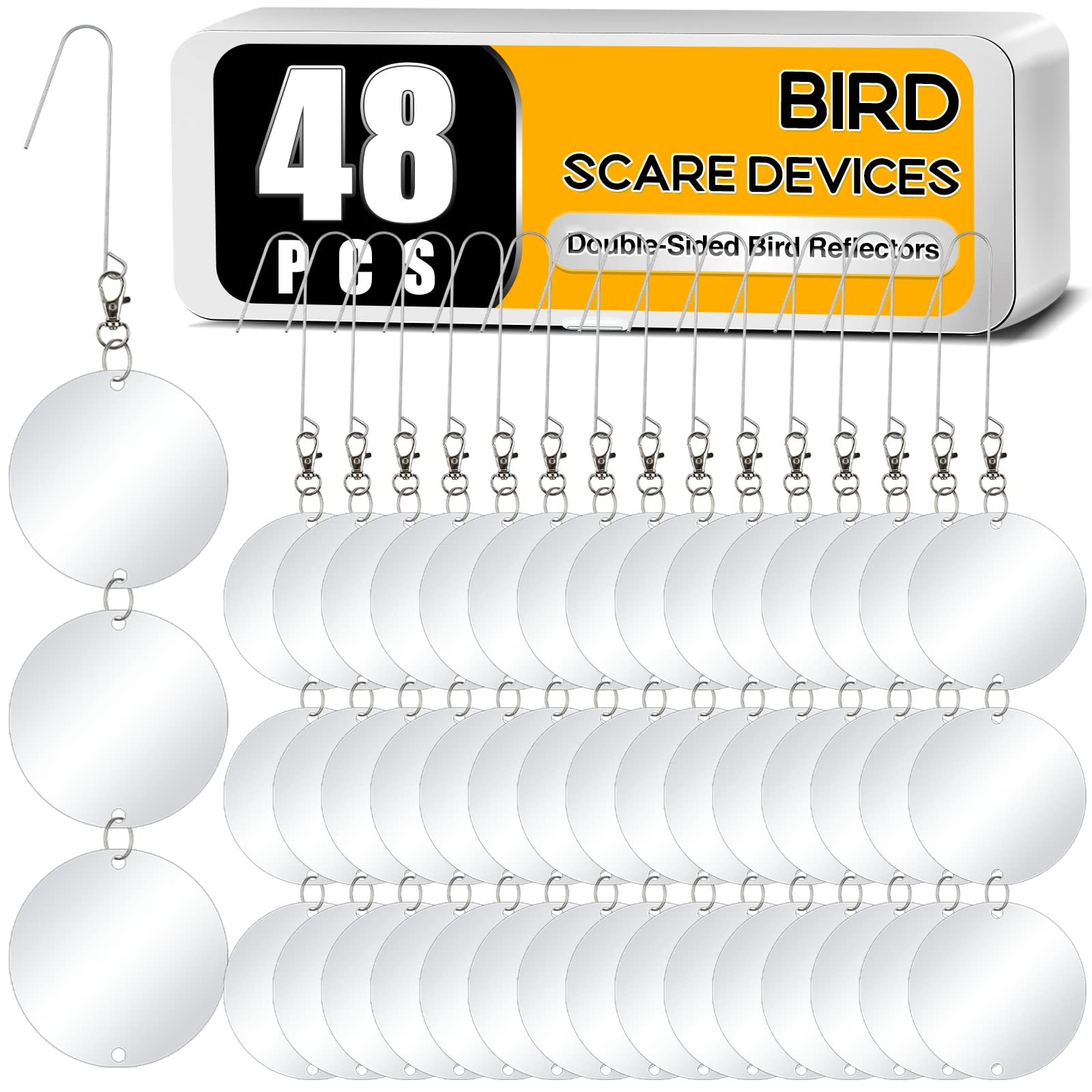 XPCARE bird scare discs close-up with double-sided mirrors for deterrence