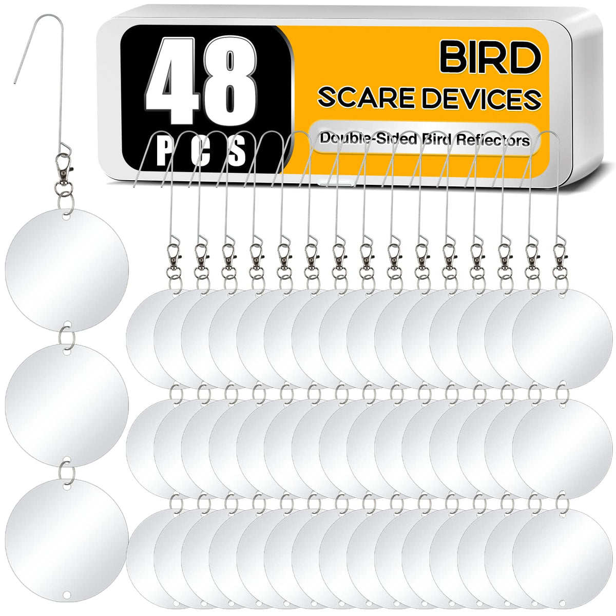 XPCARE bird scare discs close-up with double-sided mirrors for deterrence