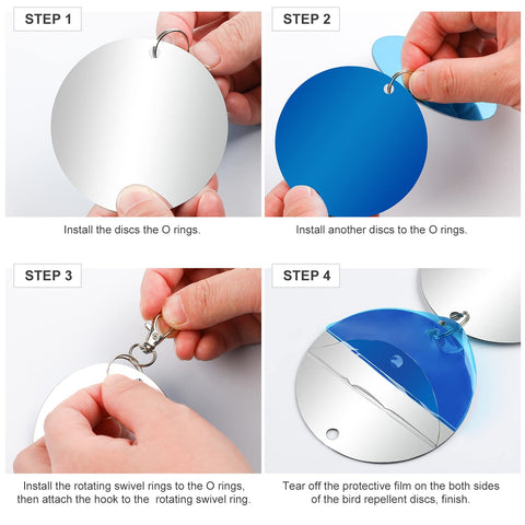 XPCARE bird scare discs in packaging showing complete kit for easy setup