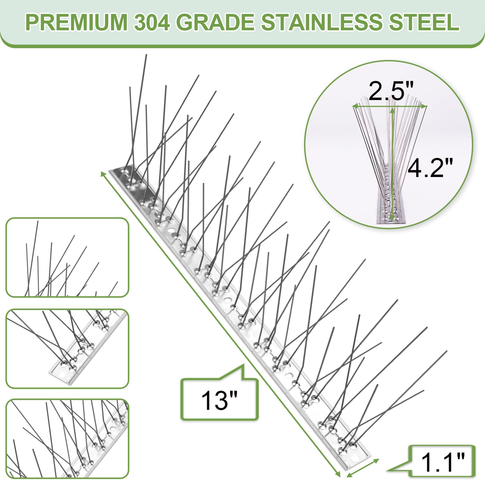 Industrial-grade XPCARE spikes deter pigeons on window sills and ledges.