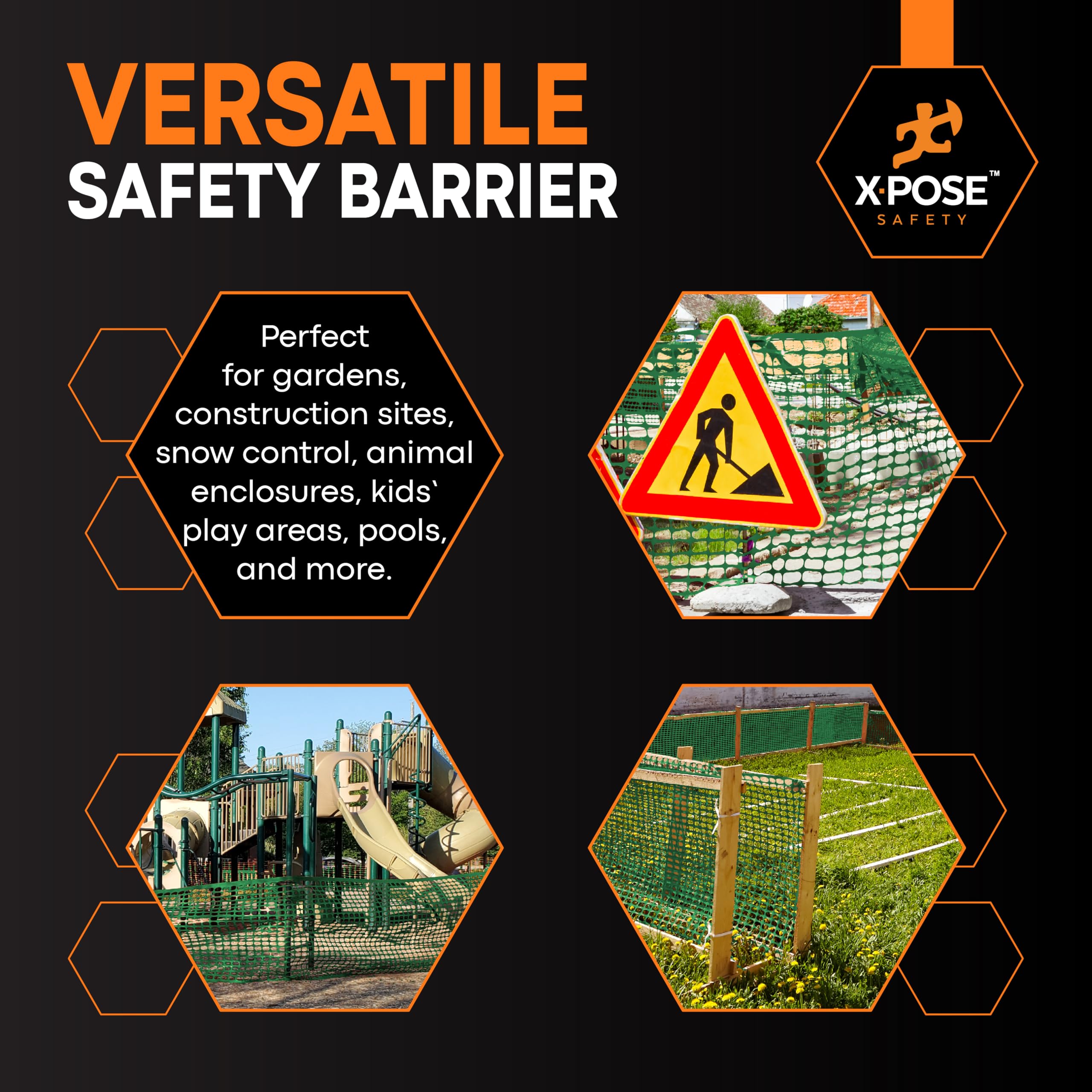 Xpose Safety garden perimeter mesh fence marks a temporary safety boundary.