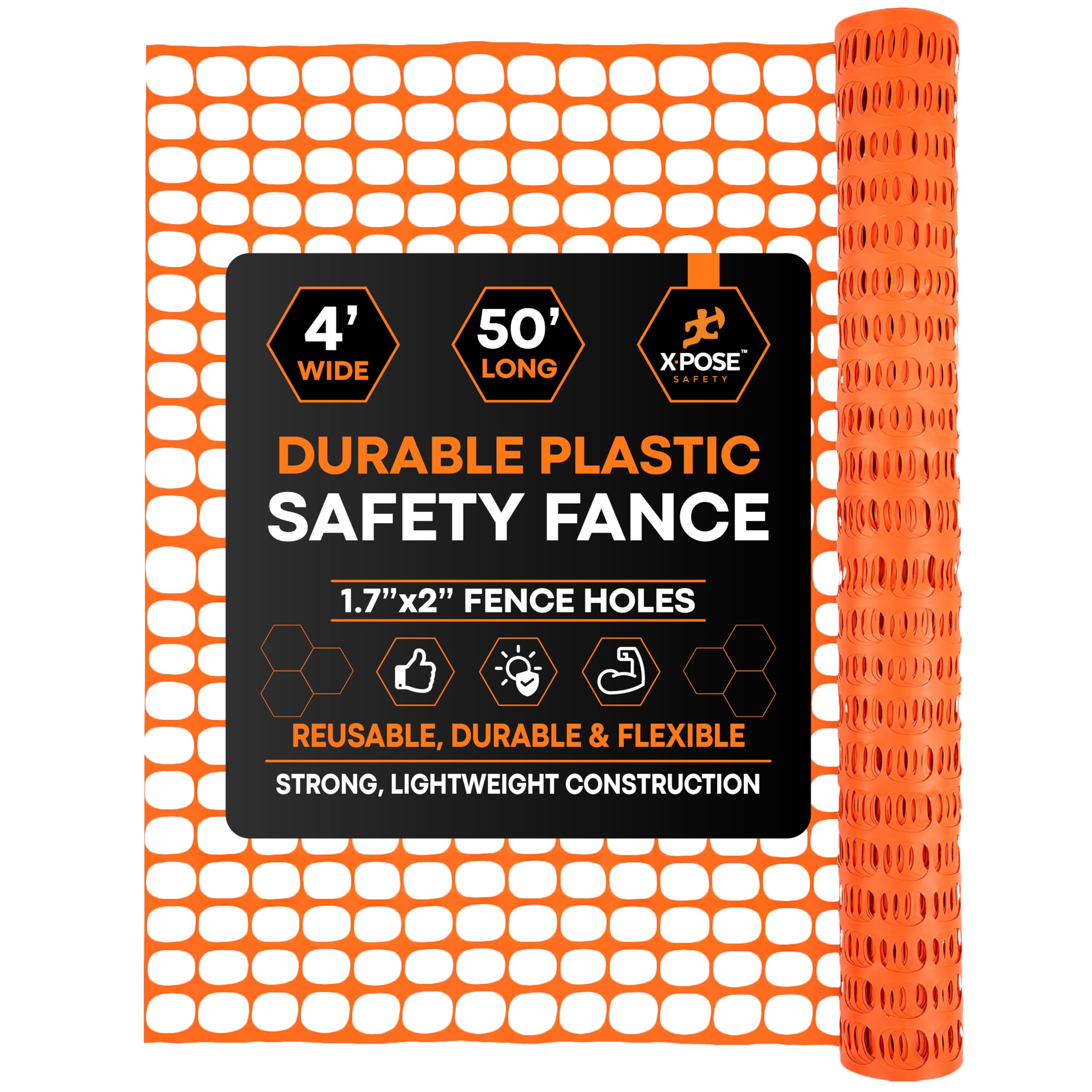 Xpose Safety orange fence roll for high-visibility boundary in outdoor spaces.