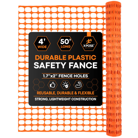 Xpose Safety orange fence roll for high-visibility boundary in outdoor spaces.