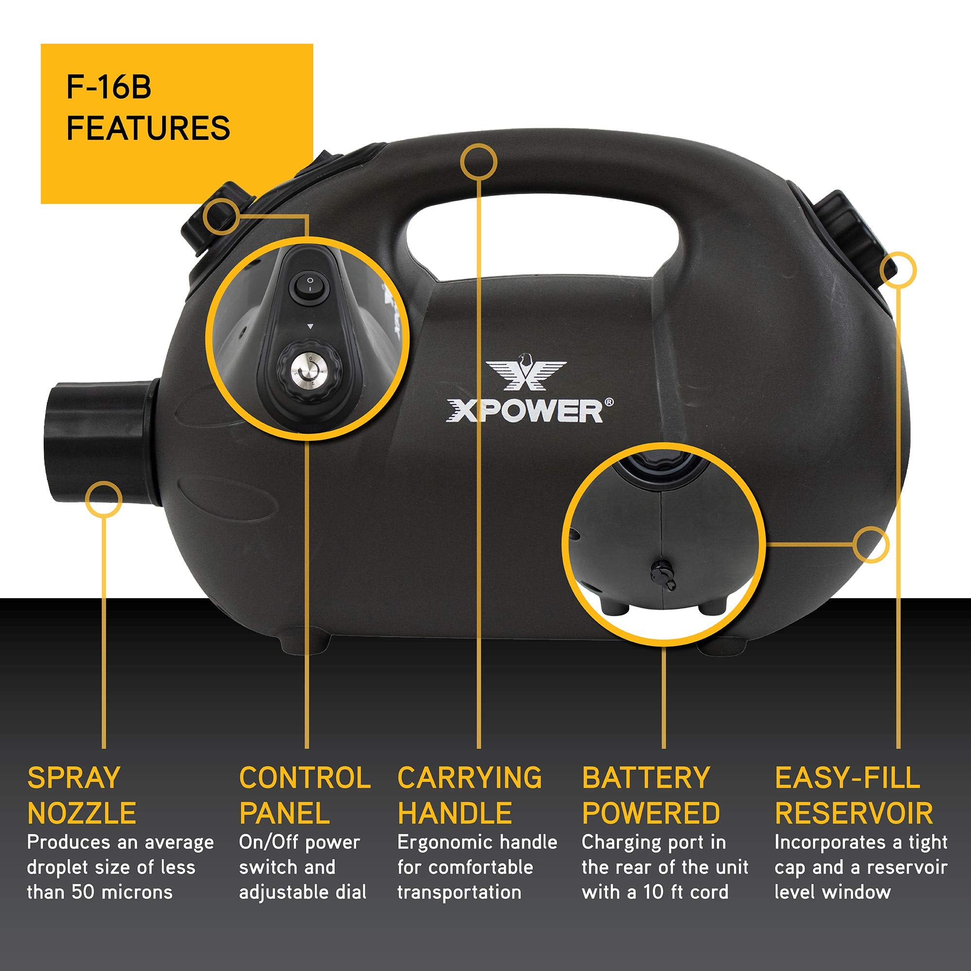 XPOWER F-16B 1.6 L tank enables longer sessions between refills