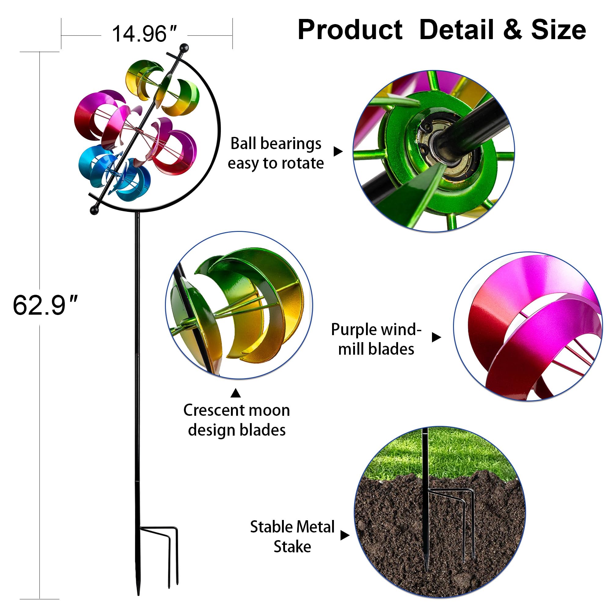 XPSCOCO wind spinner gradient rainbow colors showcasing dynamic display