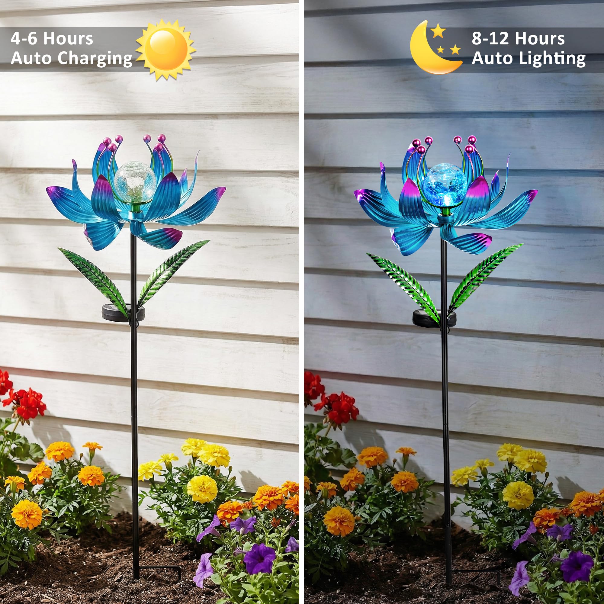 XPSCOCO Kinetic lotus petals spin smoothly from any breeze.