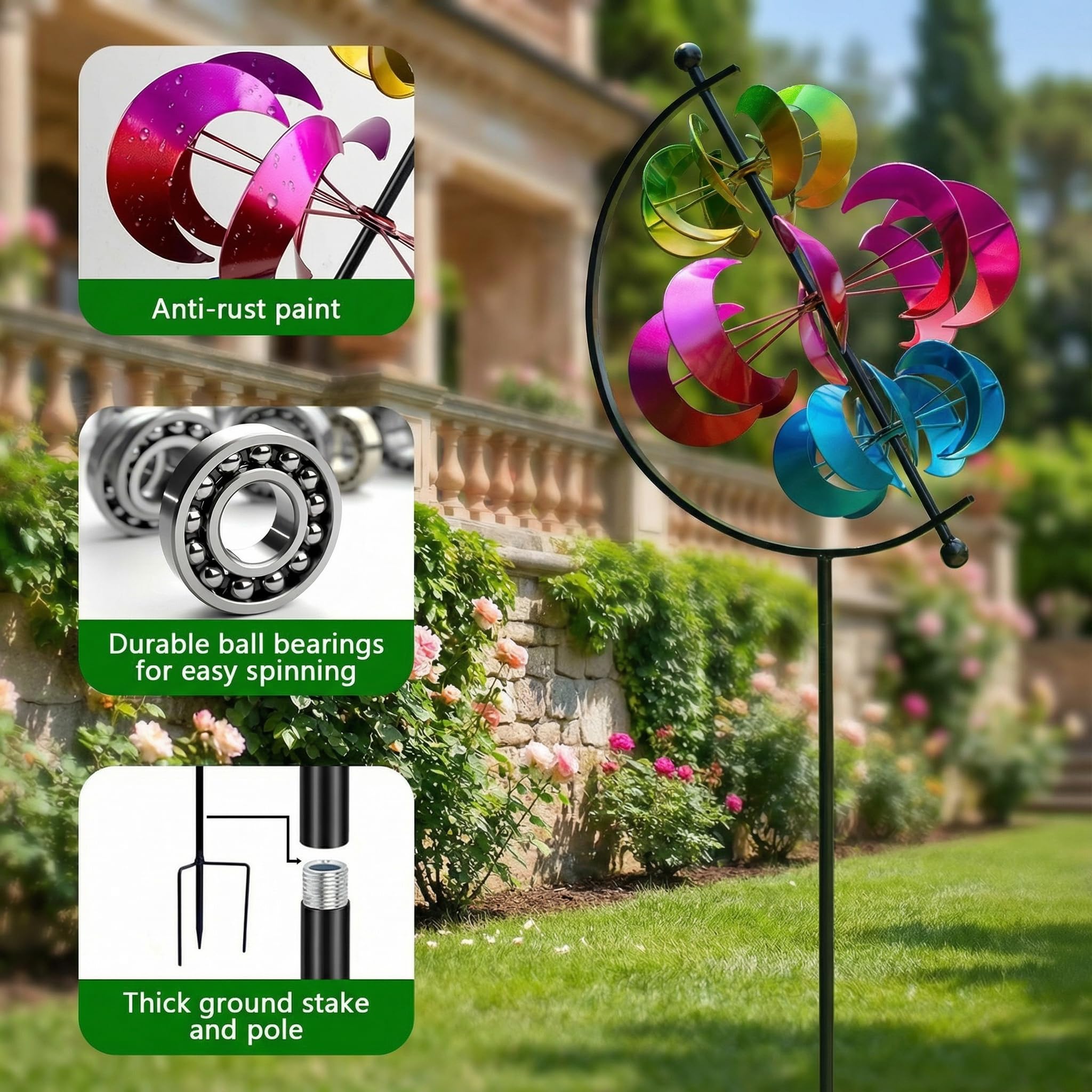 XPSCOCO wind spinner with smooth dual-direction rotation in motion