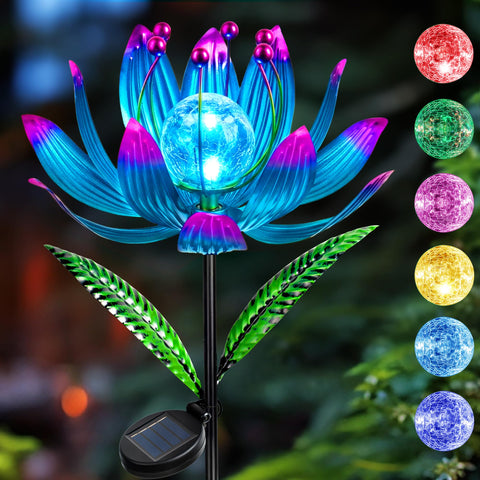 XPSCOCO Solar Wind Spinner with crackle glass light for vibrant nighttime ambiance.