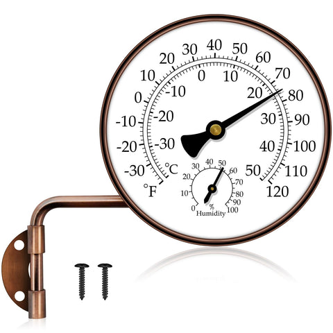 Xqiang brass outdoor thermometer dial shows quick temperature readings for patios