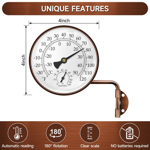 Xqiang brass outdoor thermometer humidity scale displays humidity levels for greenhouse care
