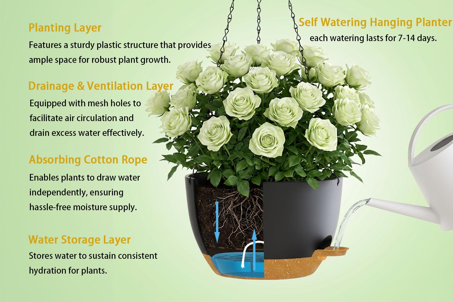 Adjustable thick chains and S-hooks provide sturdy hanging with customizable height