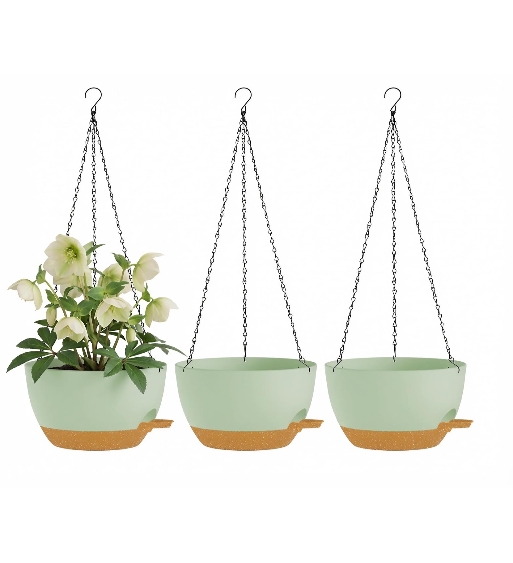 XQSHPDM 3-pack hanging planter self-watering on balcony for greenery