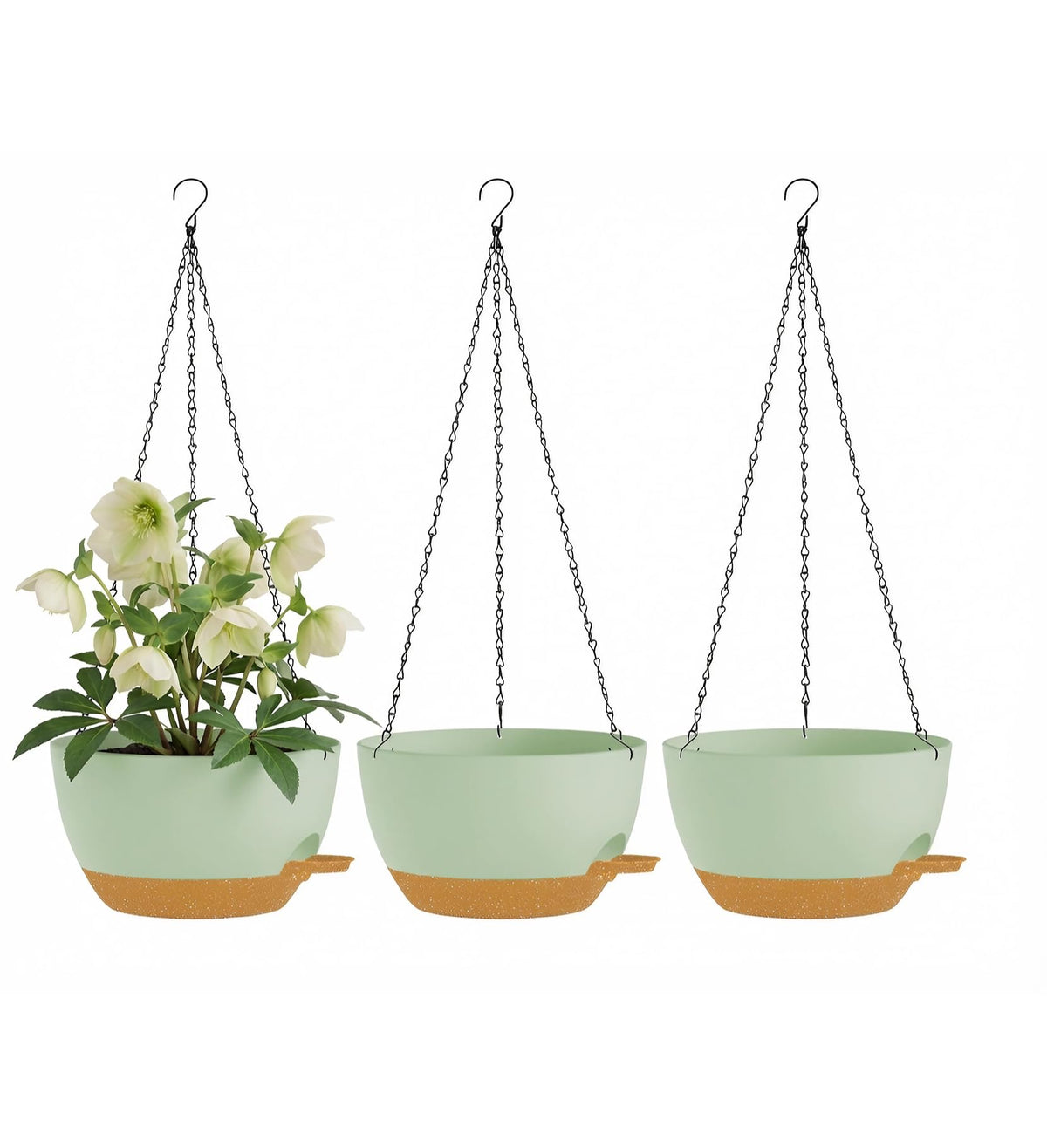 XQSHPDM 3-pack hanging planter self-watering on balcony for greenery