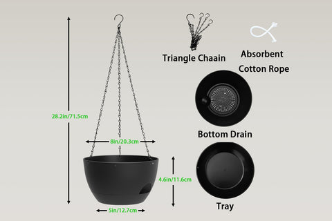 XQSHPDM hanging planter with detachable water storage keeps roots hydrated