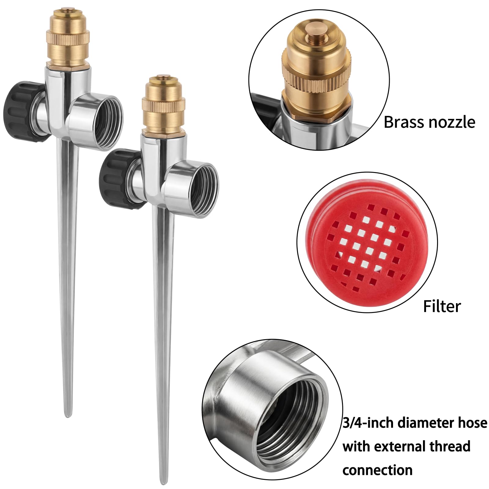 XRBZYQA adjustable brass nozzle for precise watering in gardens.
