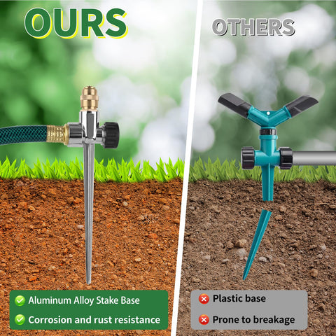 XRBZYQA easy-install sprinkler stakes inserted into soil for quick setup.