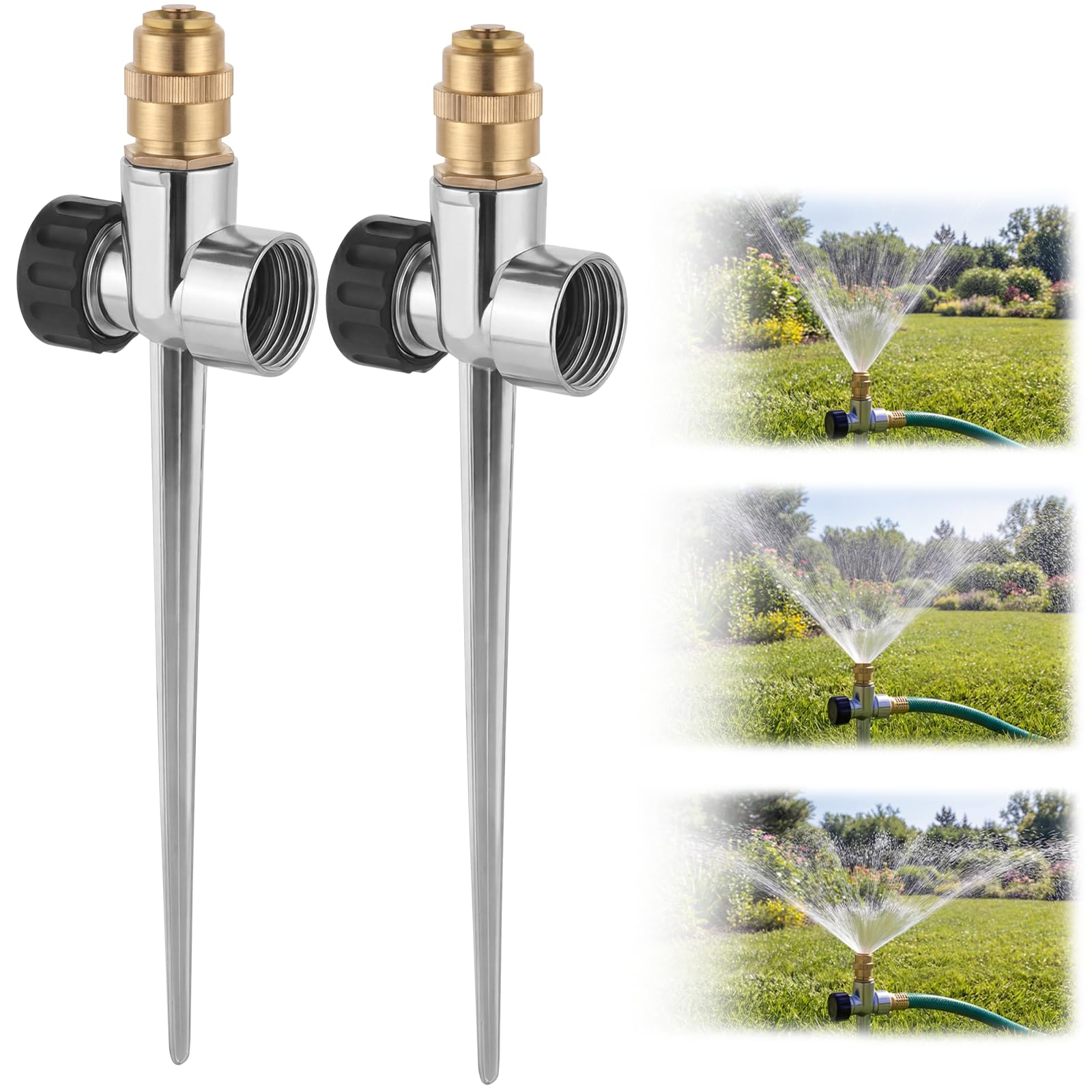 XRBZYQA lawn sprinkler with aluminum base and brass nozzle for durable irrigation.