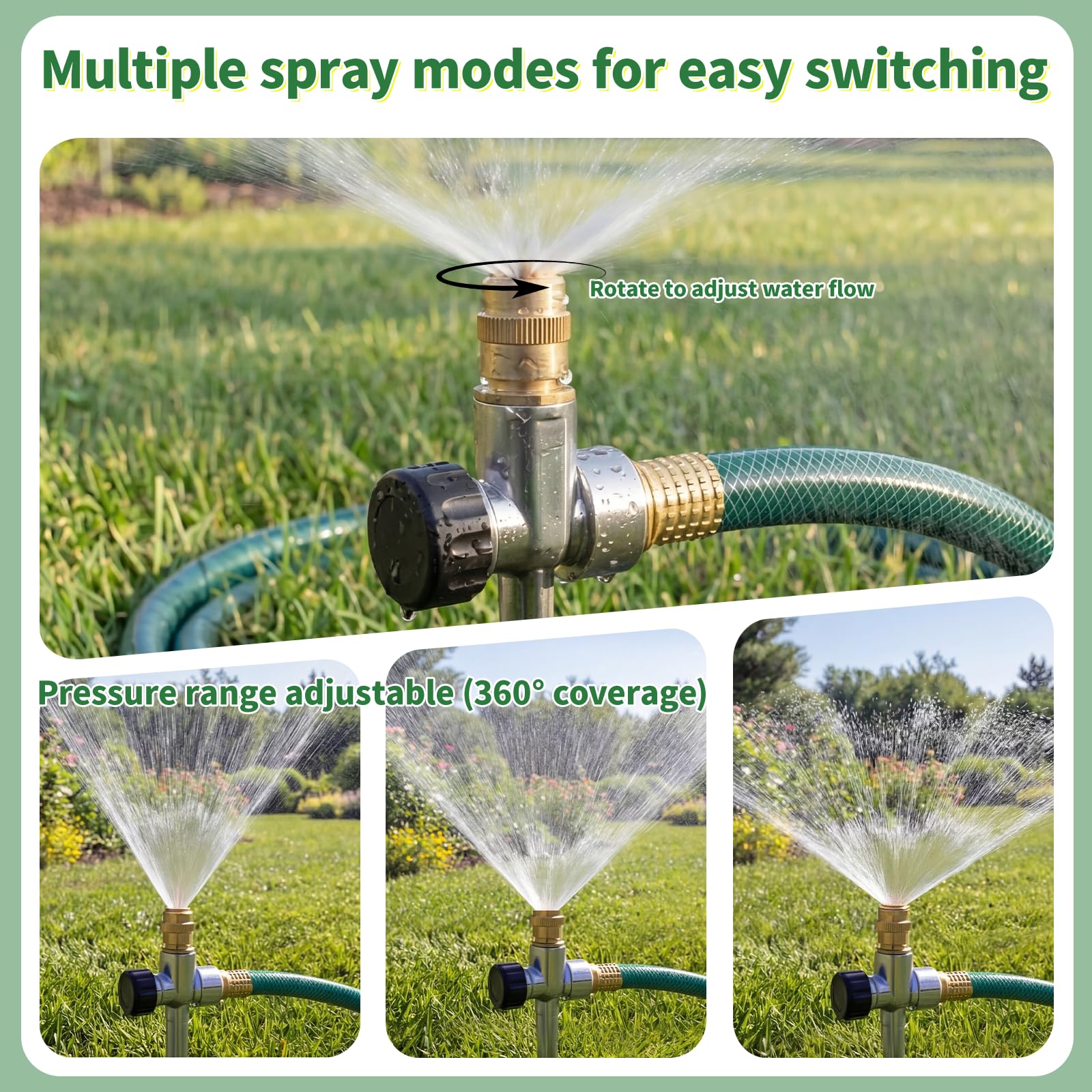 XRBZYQA yard sprinkler delivers even coverage with a 30 ft diameter.