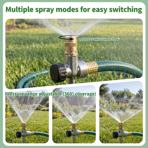 XRBZYQA yard sprinkler delivers even coverage with a 30 ft diameter.