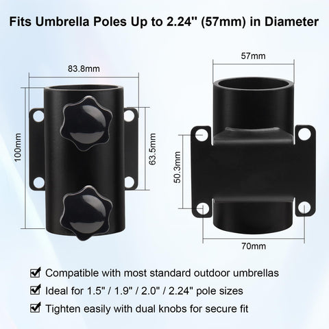 XRDS-RF fence-mount umbrella bracket securing posts along railings