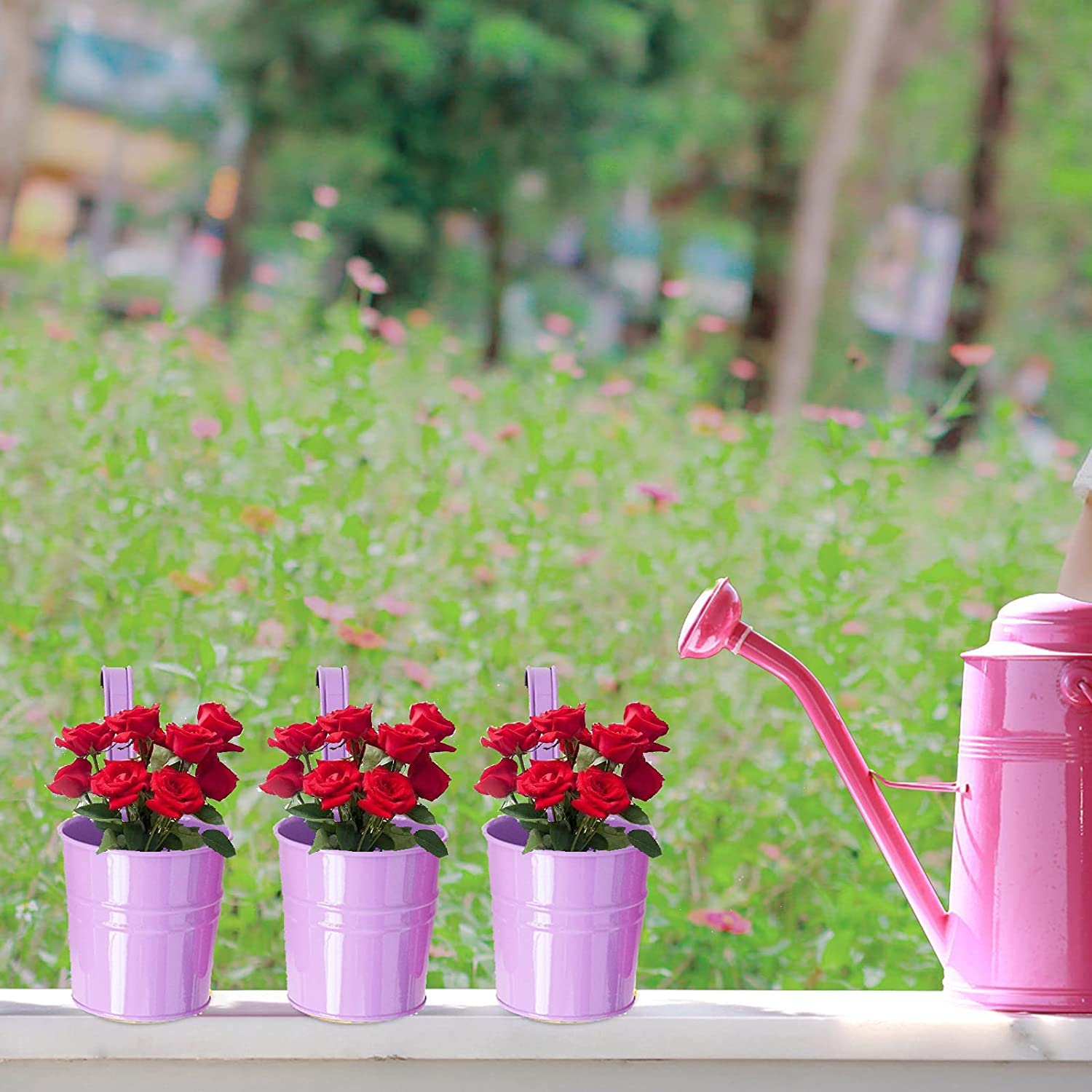 XRR hanging planters with wide indoor/outdoor use options on rails and fences.