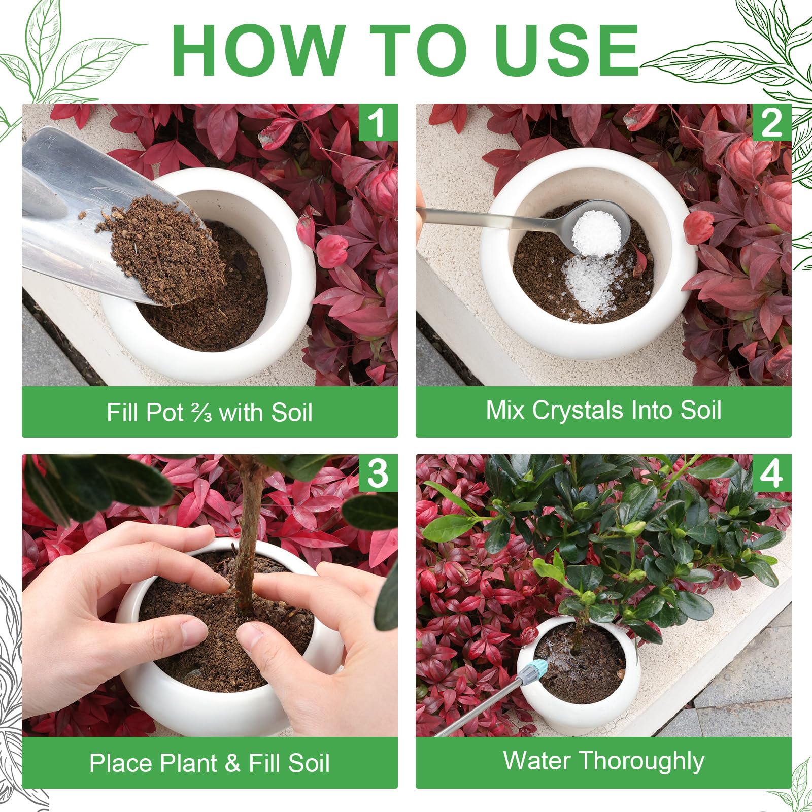 XSEINO eco-friendly moisture crystals support sustainable plant care.