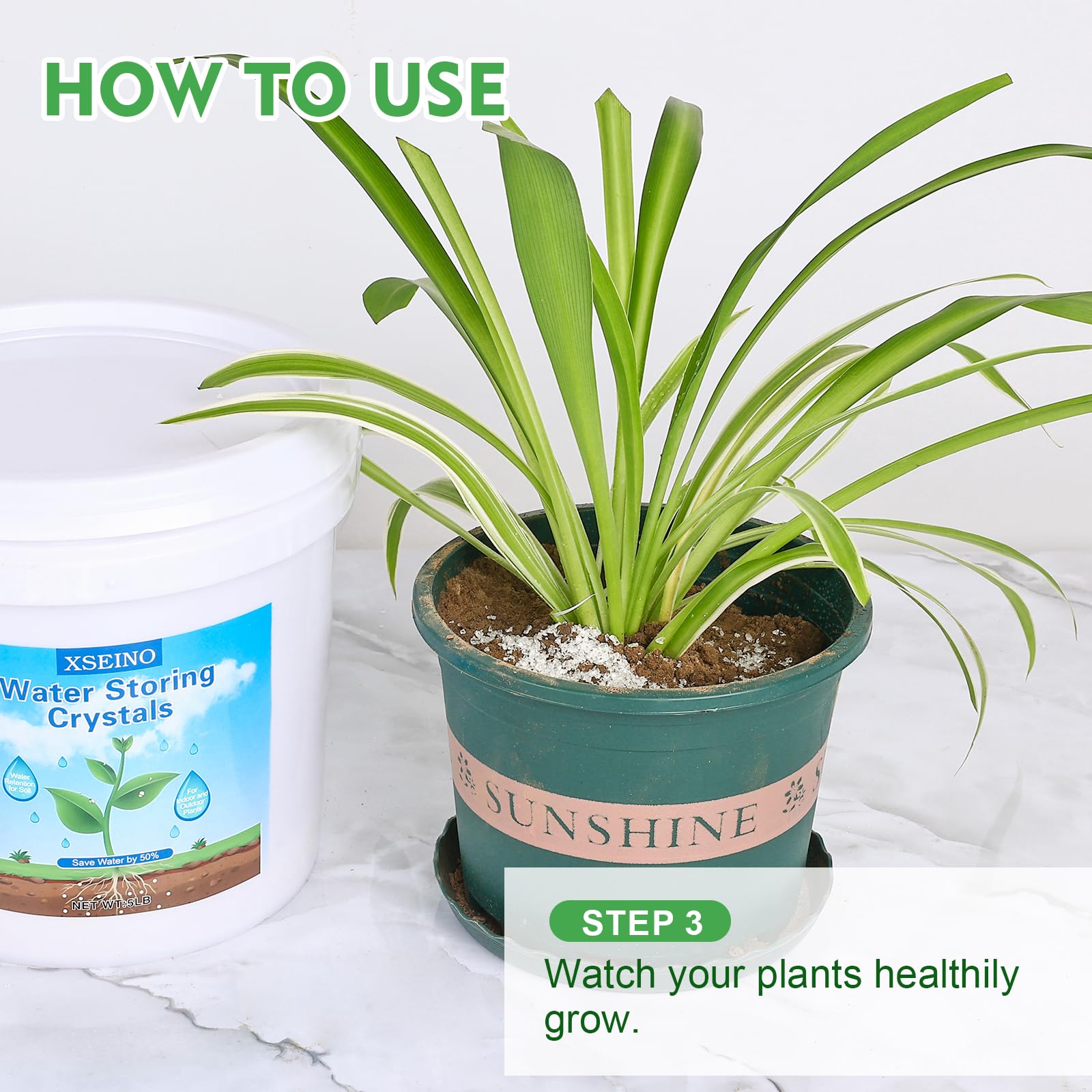 XSEINO essential water storage crystals maintain healthy soil structure.